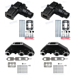 Kit Complet Collecteurs 87656 + Coudes MAR627 Volvo Penta / OMC GM 262 CID -V6 – 4.3L – 1991 et ultérieur (Joint humide / wet)